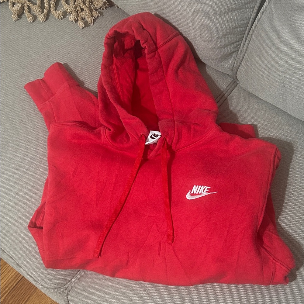 Nike Red Hoodie with White Logo